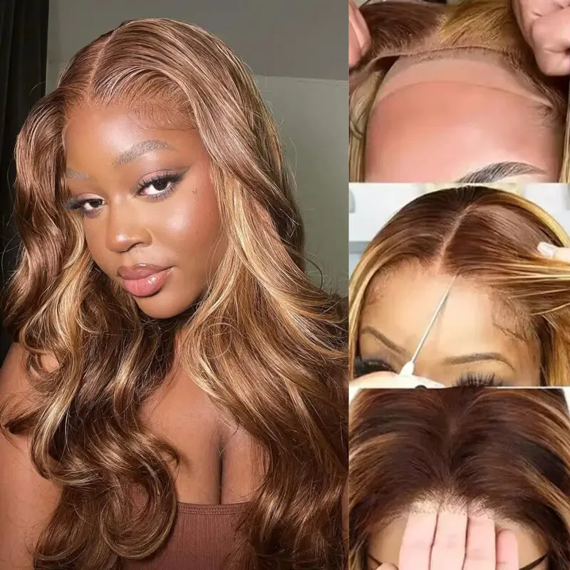 Highlight Glueless HD Lace Wig Body Wave Hair 5x5 HD 6X4.5 HD 4x4 Transparent Lace Closure Wig Ashimary Hair