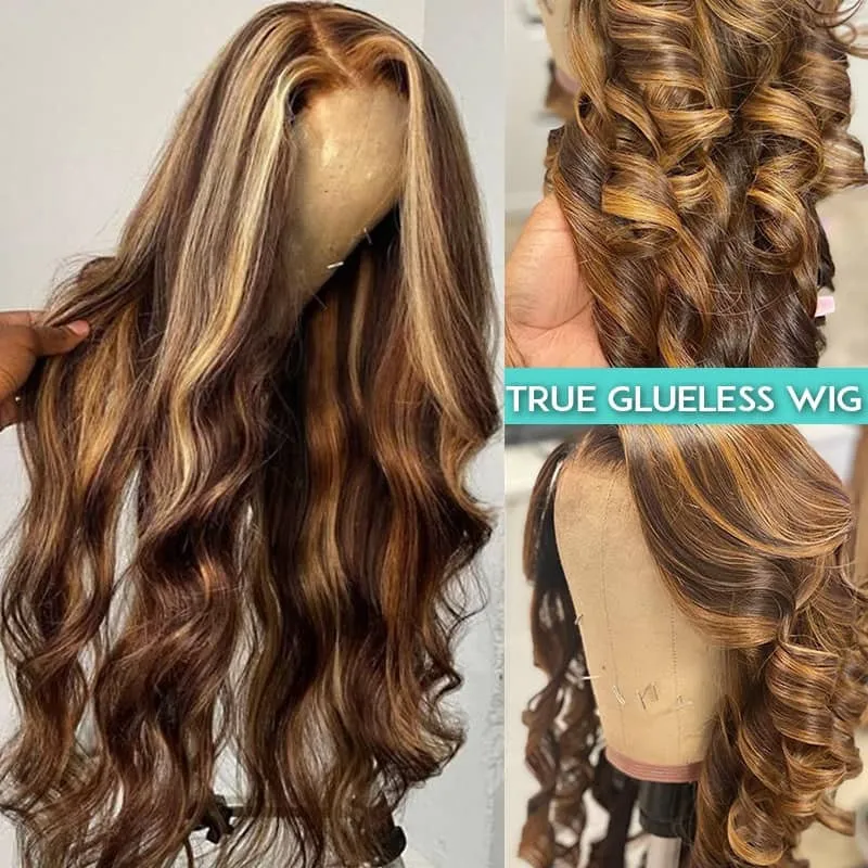 Highlight Glueless HD Lace Wig Body Wave Hair 5x5 HD 6X4.5 HD 4x4 Transparent Lace Closure Wig Ashimary Hair