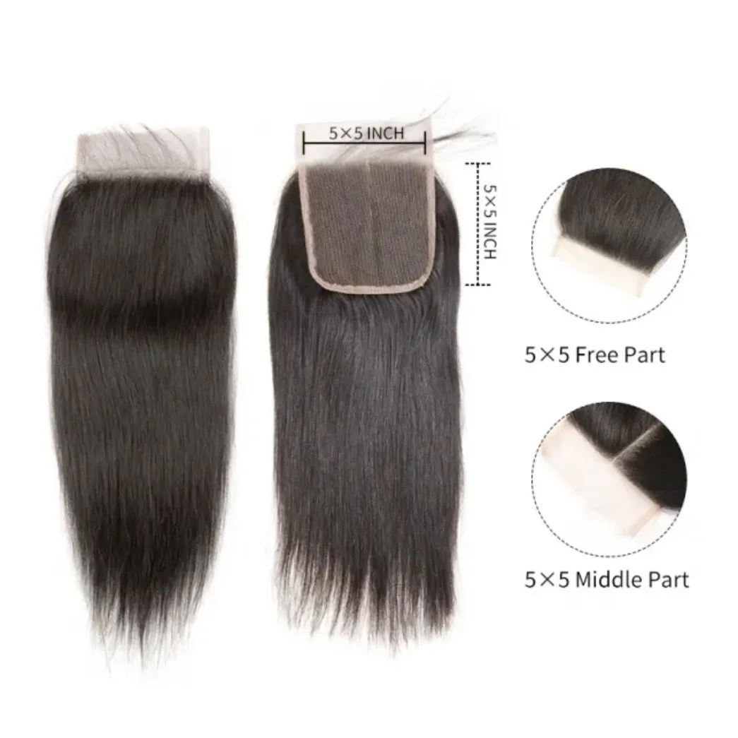 HIHAIR® HD LACE STRAIGHT CLOSURE 5*5 - 100% HUMAN VIRGIN HAIR