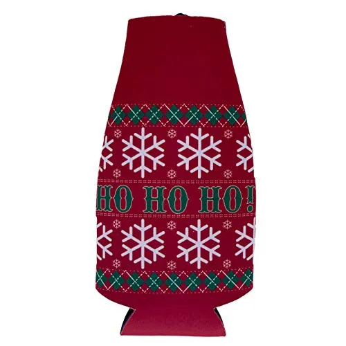 Ho Ho Ho Pattern Christmas Sweater Beer Bottle Coolie