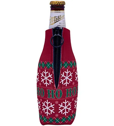 Ho Ho Ho Pattern Christmas Sweater Beer Bottle Coolie