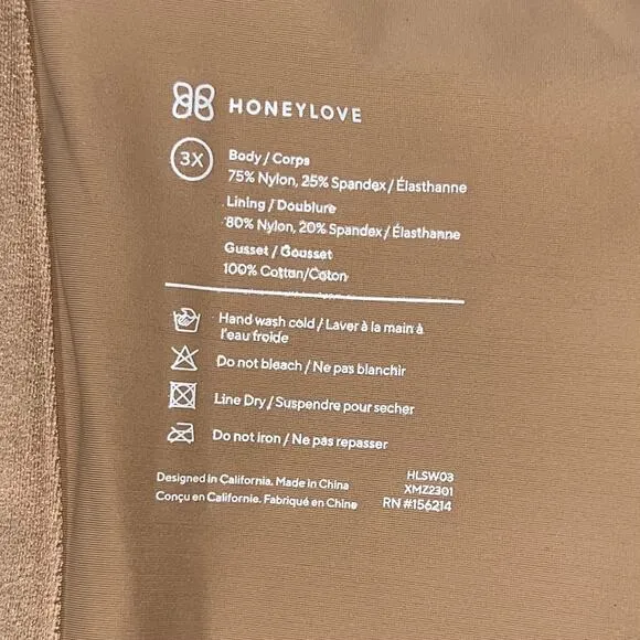 Honeylove SuperPower Short High Compression Sculpting Shapewear Sand NWT 3X