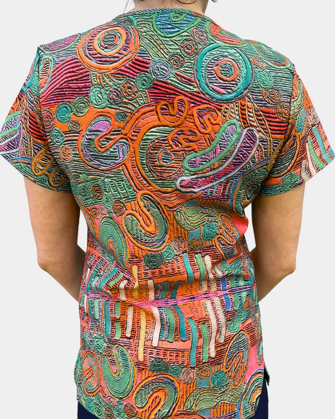 Indigenous Patterned Women's Scrub Top - by Saretta Fielding