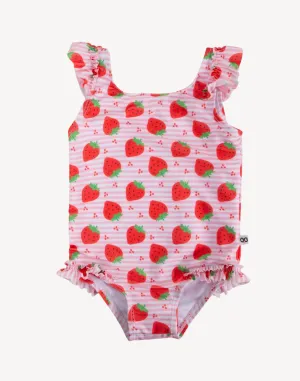 Infant Girls Strawberry Ruffle Sleeve One Piece