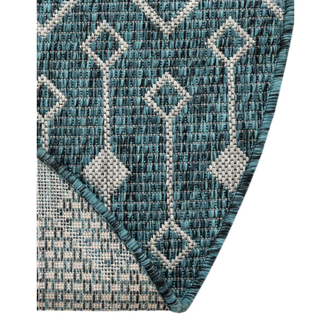 Innsbrook Southwestern Power Loom Teal Indoor/Outdoor Area Rug Laurel Foundry Modern Farmhouse® Rug Size: Round 12'