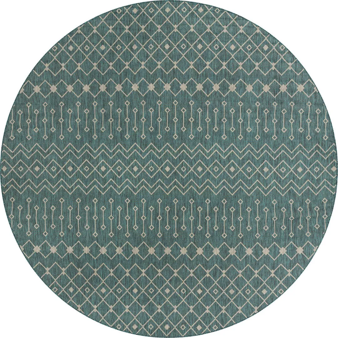 Innsbrook Southwestern Power Loom Teal Indoor/Outdoor Area Rug Laurel Foundry Modern Farmhouse® Rug Size: Round 12'