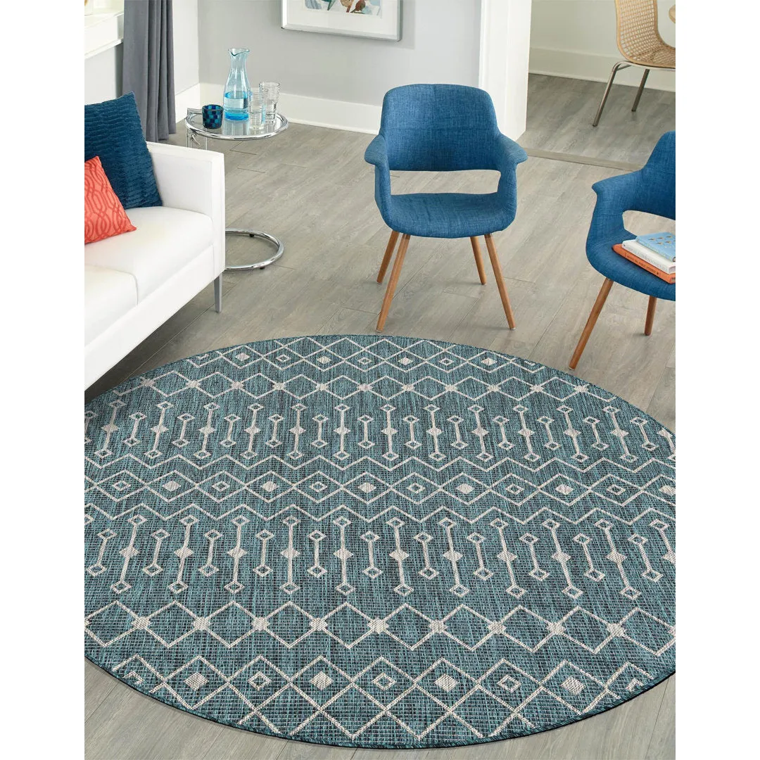 Innsbrook Southwestern Power Loom Teal Indoor/Outdoor Area Rug Laurel Foundry Modern Farmhouse® Rug Size: Round 12'
