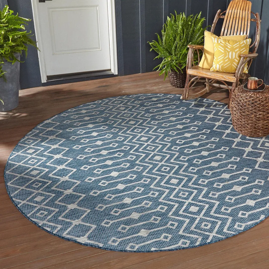 Innsbrook Southwestern Power Loom Teal Indoor/Outdoor Area Rug Laurel Foundry Modern Farmhouse® Rug Size: Round 12'