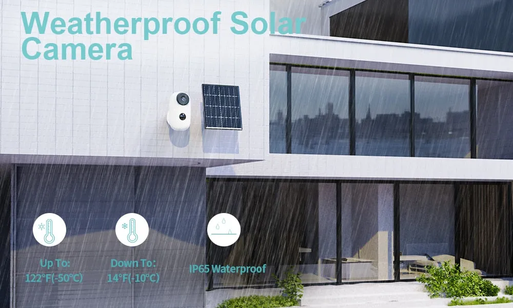 IP Camera Wifi Wireless Solar Panel 1080P Night Vision Battery Rechargeable Waterproof Home Security Cam PIR Motion