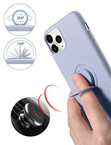 iPhone 11 Pro Max Case Silicone,Yoopake iPhone 11 Pro Max Liquid Silicone Case with Stand Ring Holder Support Magnetic Car Mount Soft Slim Protective Phone Cover Case for Apple iPhone 11 Pro Max,Gray