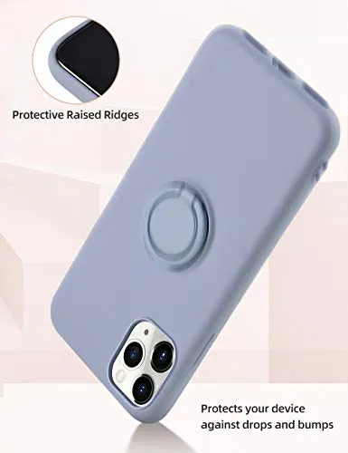 iPhone 11 Pro Max Case Silicone,Yoopake iPhone 11 Pro Max Liquid Silicone Case with Stand Ring Holder Support Magnetic Car Mount Soft Slim Protective Phone Cover Case for Apple iPhone 11 Pro Max,Gray