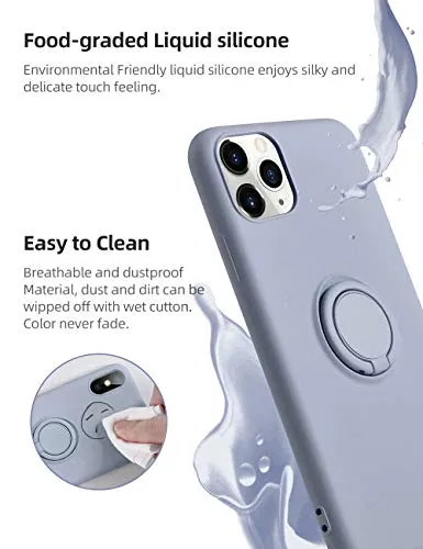 iPhone 11 Pro Max Case Silicone,Yoopake iPhone 11 Pro Max Liquid Silicone Case with Stand Ring Holder Support Magnetic Car Mount Soft Slim Protective Phone Cover Case for Apple iPhone 11 Pro Max,Gray