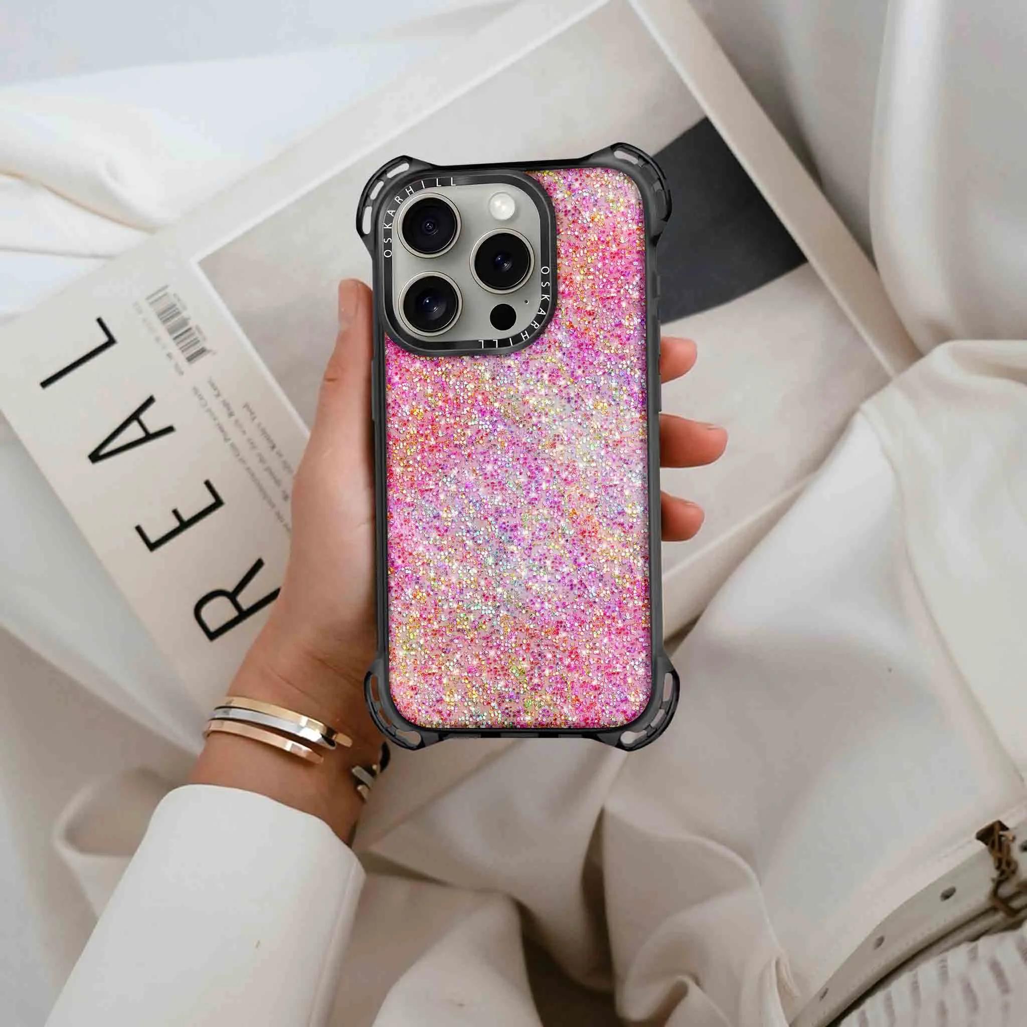 iPhone 16 Pro Case Bounce — Pink Glitter