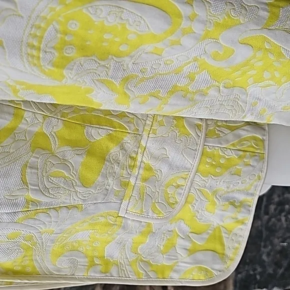 J. Crew Brocade Yellow White Paisley Open Front Blazer Jacket Size 2