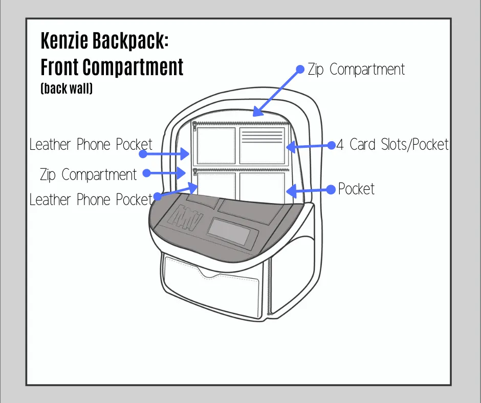KENZIE Leather Backpack - Black or Midnight Blue