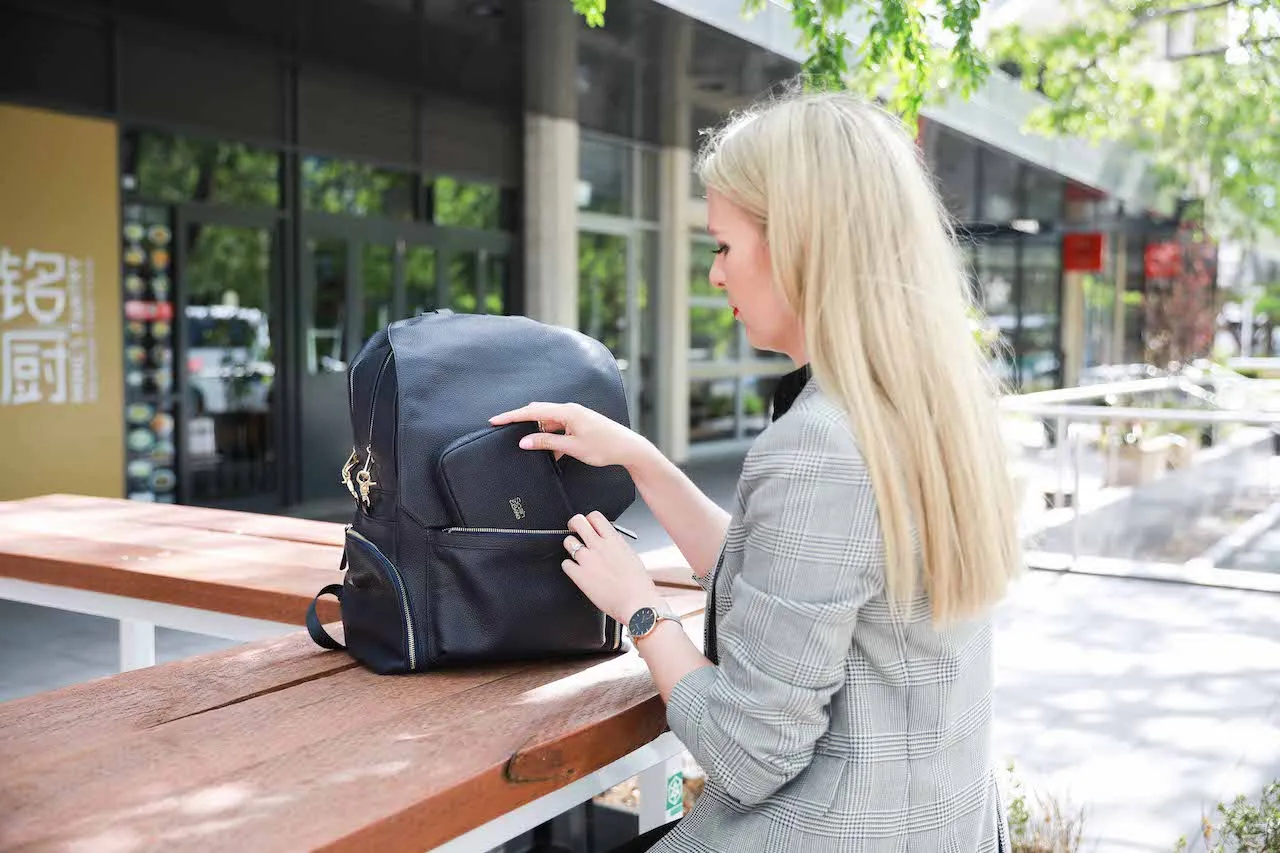 KENZIE Leather Backpack - Black or Midnight Blue
