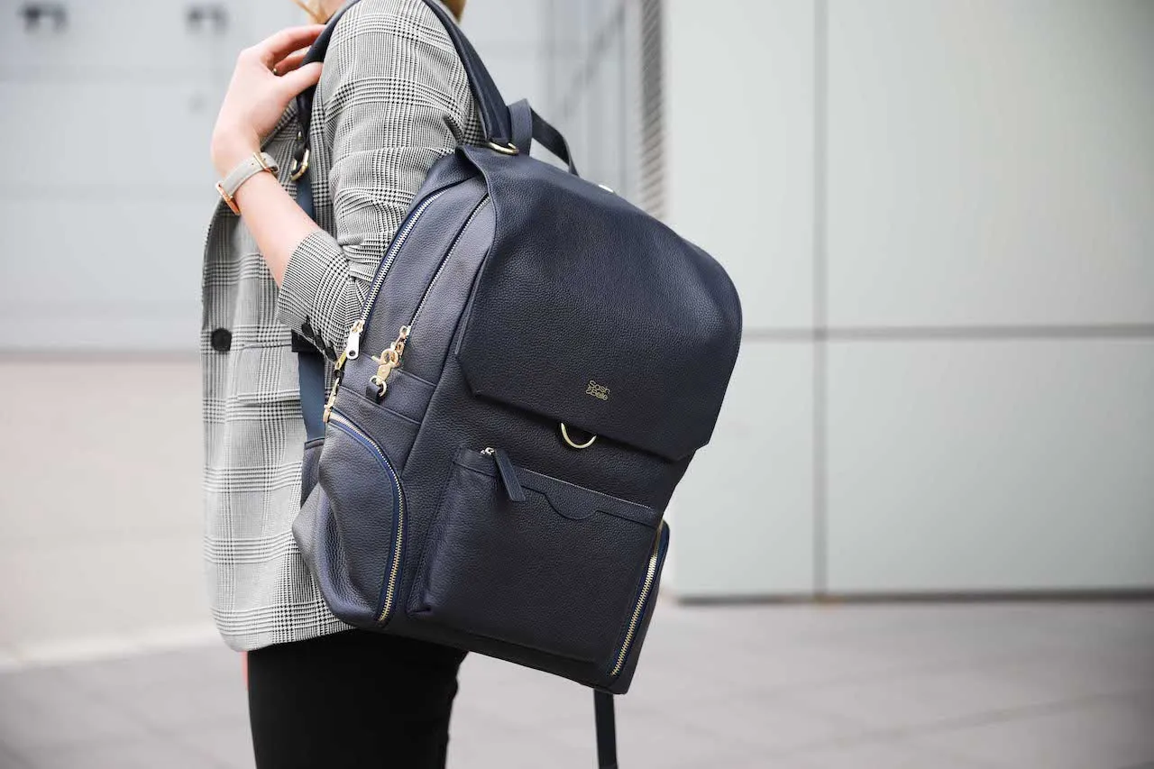 KENZIE Leather Backpack - Black or Midnight Blue