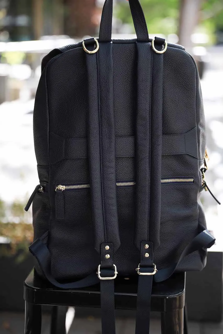 KENZIE Leather Backpack - Black or Midnight Blue