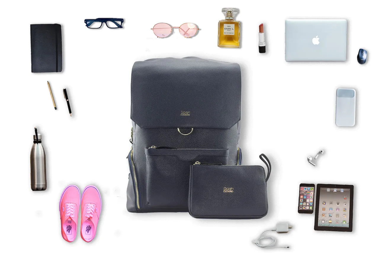 KENZIE Leather Backpack - Black or Midnight Blue