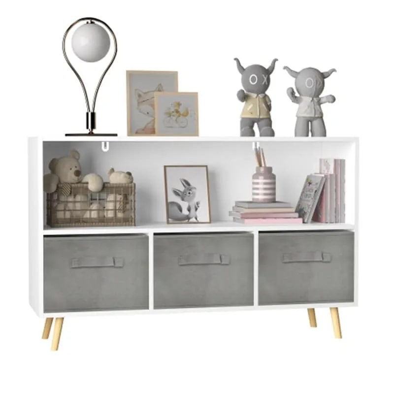 Kids Bookcase with Collapsible Fabric Drawers Children's Book