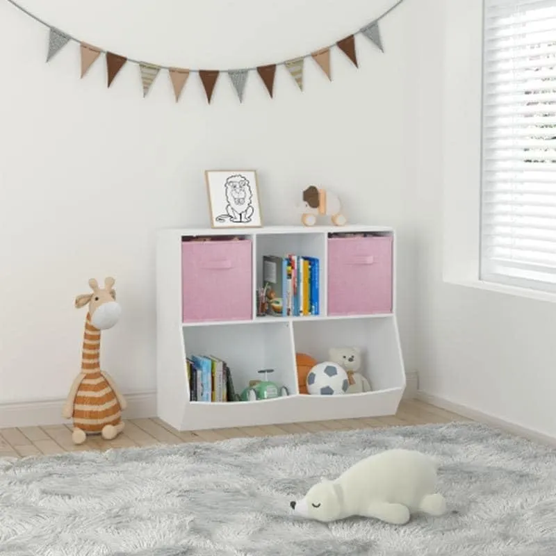Kids Bookcase with ollapsible Fabric Drawers hildren's Toy Storage