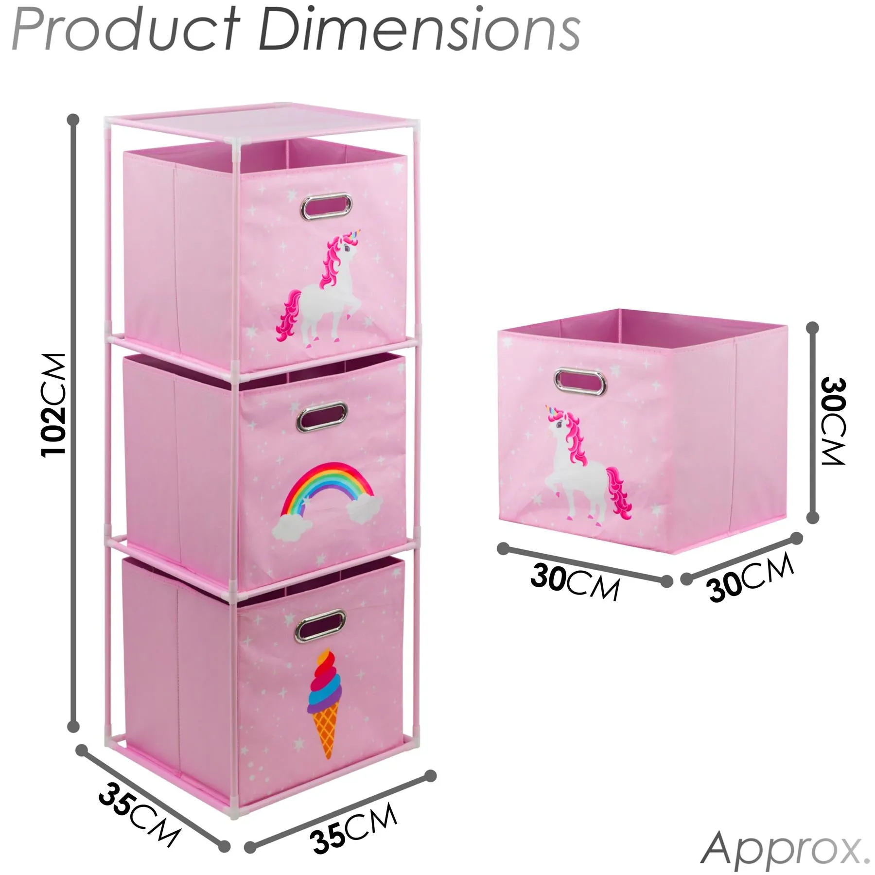 Kids Unicorn Design Storage Cubes