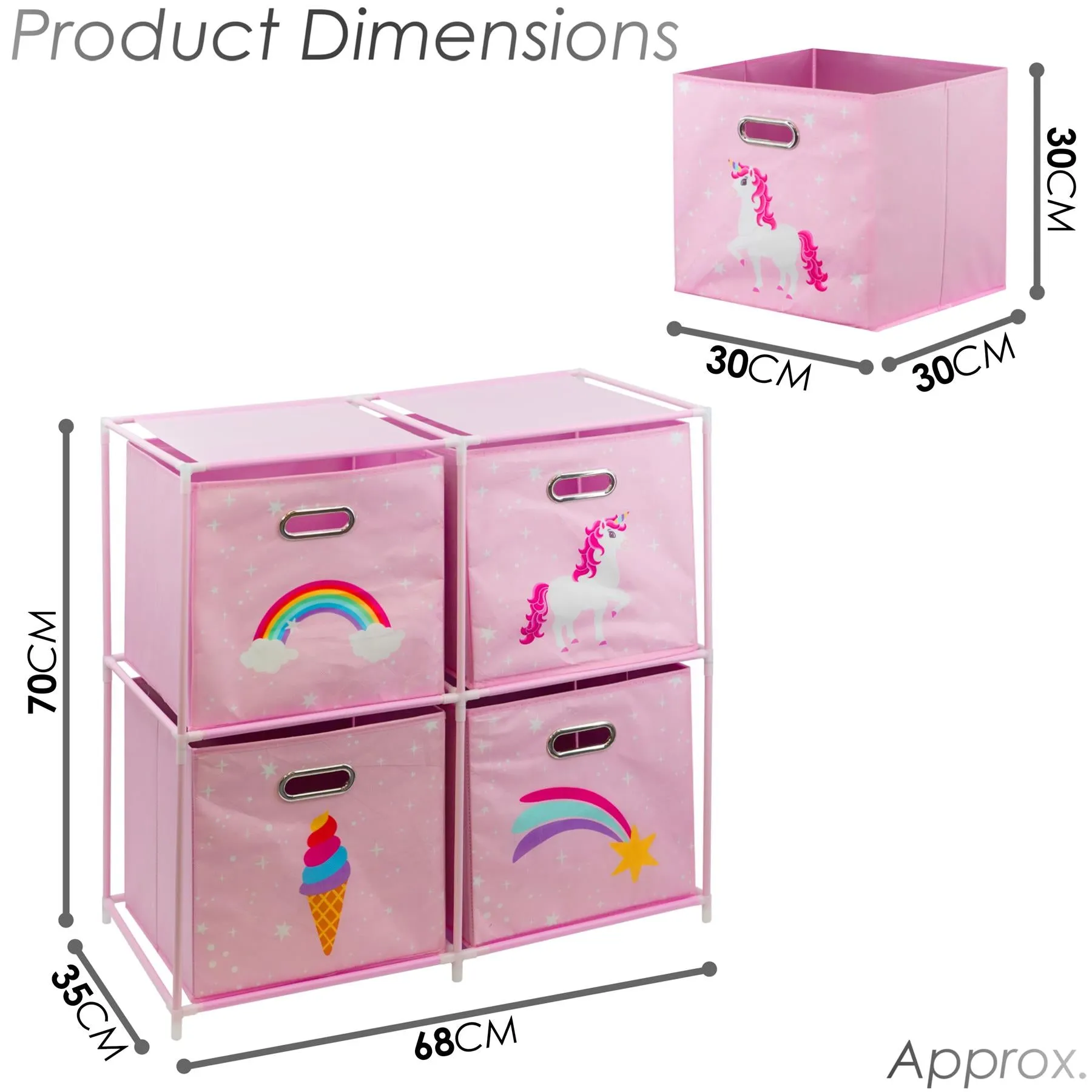 Kids Unicorn Design Storage Cubes