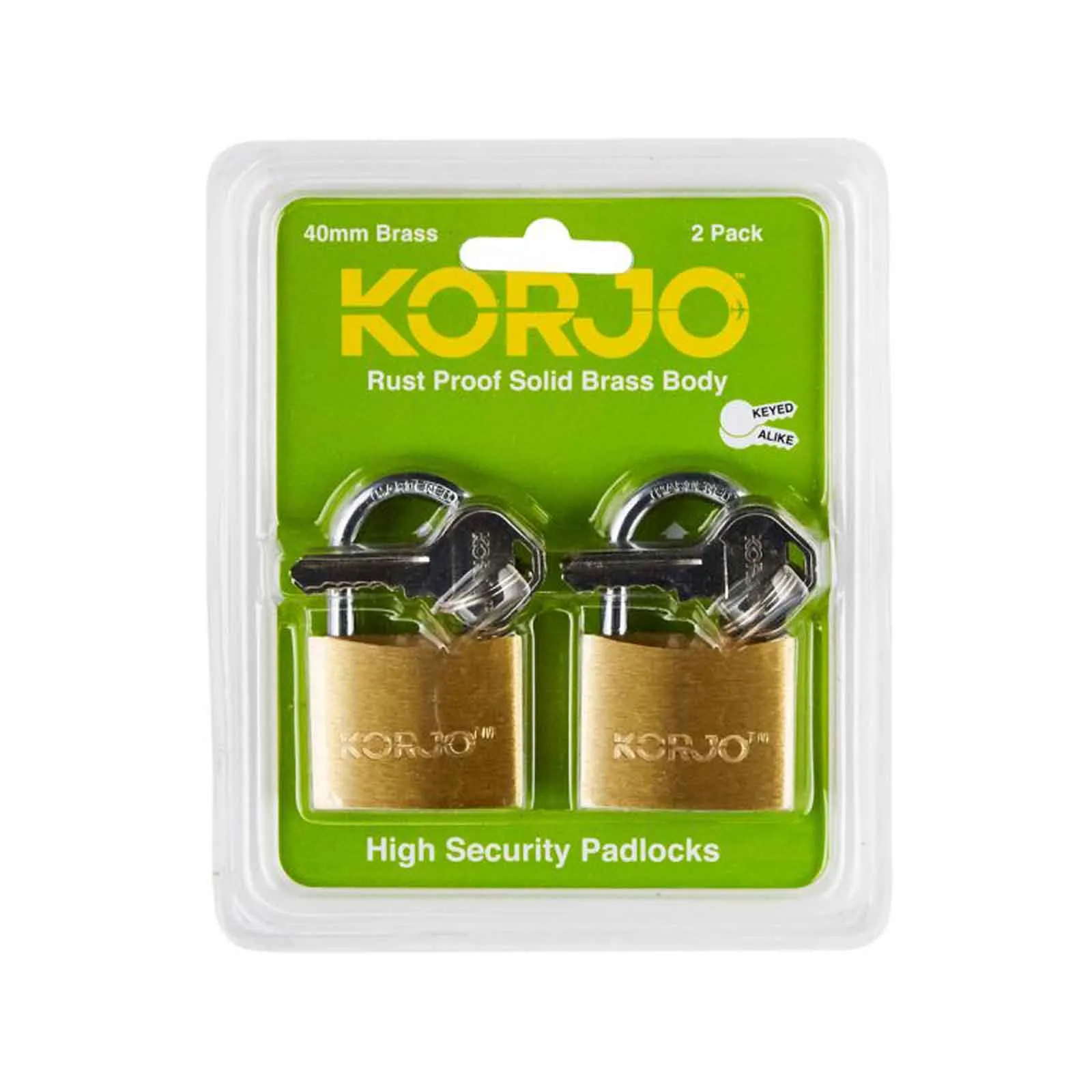 Korjo 40mm Brass Lock 2 Pack