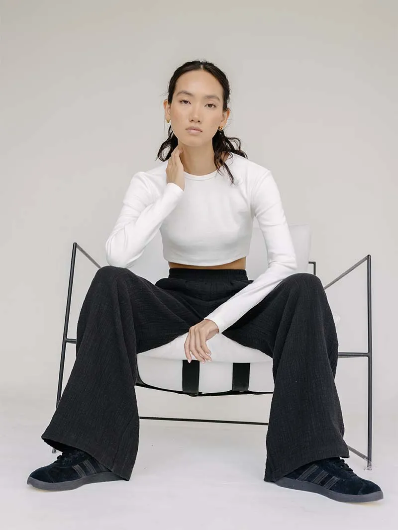 Krótki Longsleeve Center, Soft Cream
