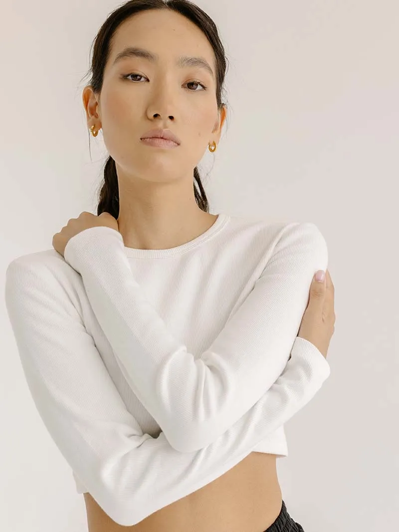 Krótki Longsleeve Center, Soft Cream