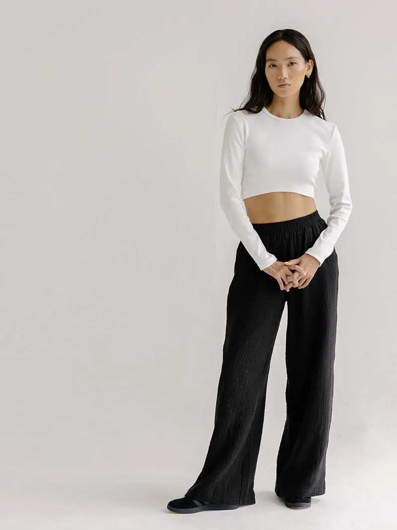 Krótki Longsleeve Center, Soft Cream