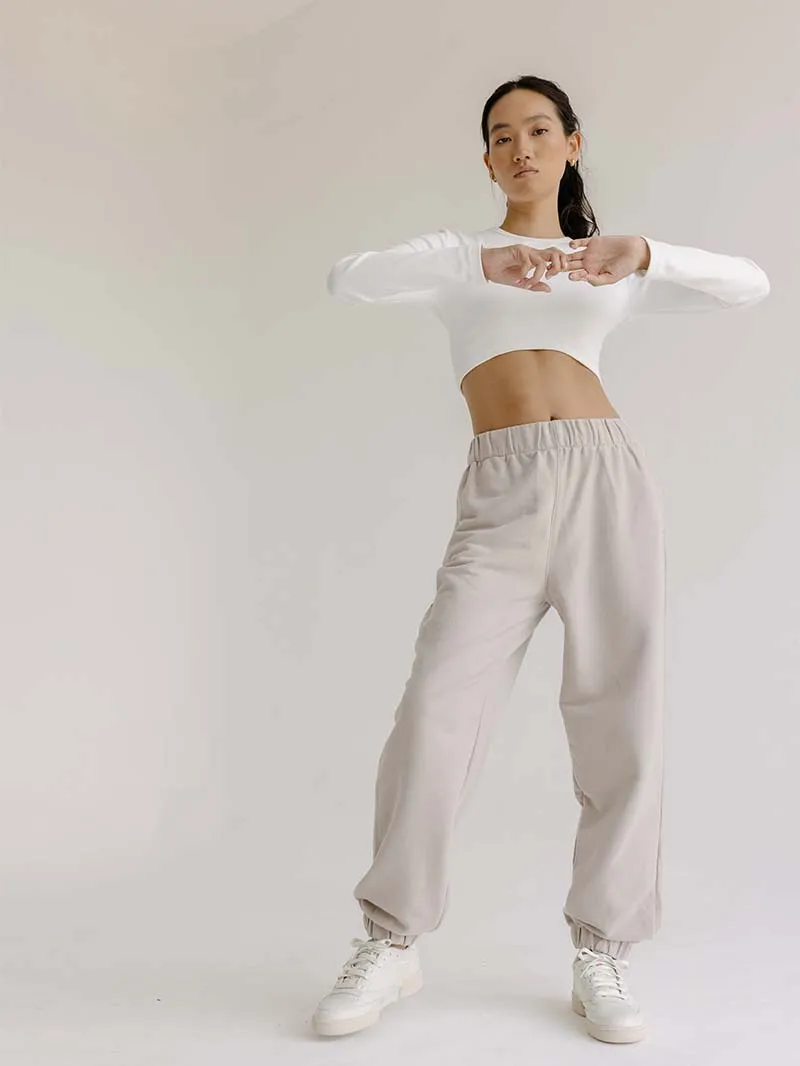 Krótki Longsleeve Center, Soft Cream