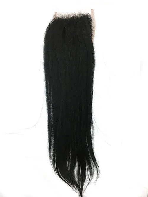 Lace Front Closure 4x4" with Yaki Straight Hair 16"