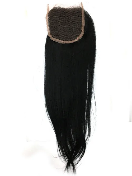 Lace Front Closure 4x4" with Yaki Straight Hair 16"
