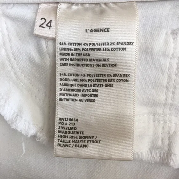 L'AGENCE Marguerite Skinny Jeans Sz 24