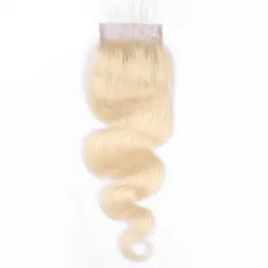 Lakihair 613 Blonde Body Wave 4x4 Lace Closure 8A Human Hair With Baby Hair