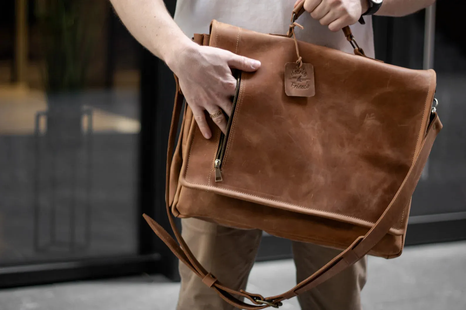 Laptop Bag for Men, Leather Briefcase