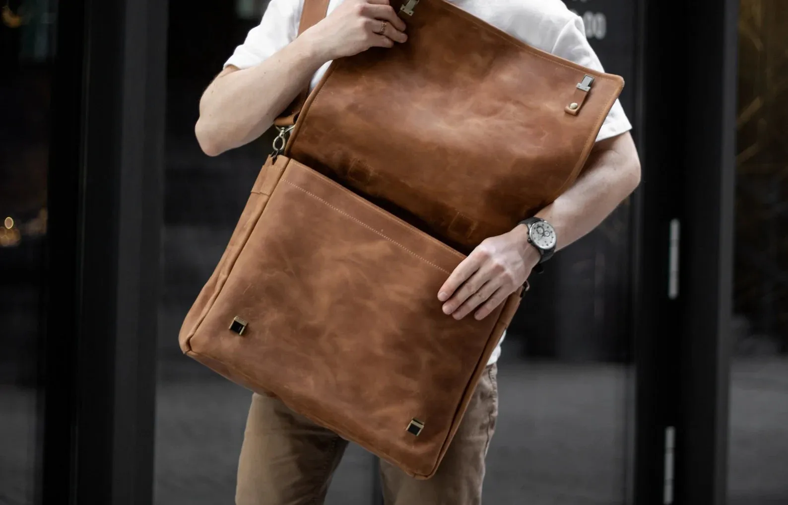 Laptop Bag for Men, Leather Briefcase