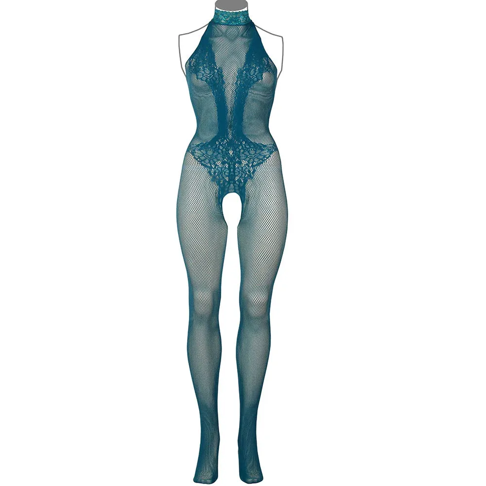Le Désir Blue Combo Lace Bodystocking XL