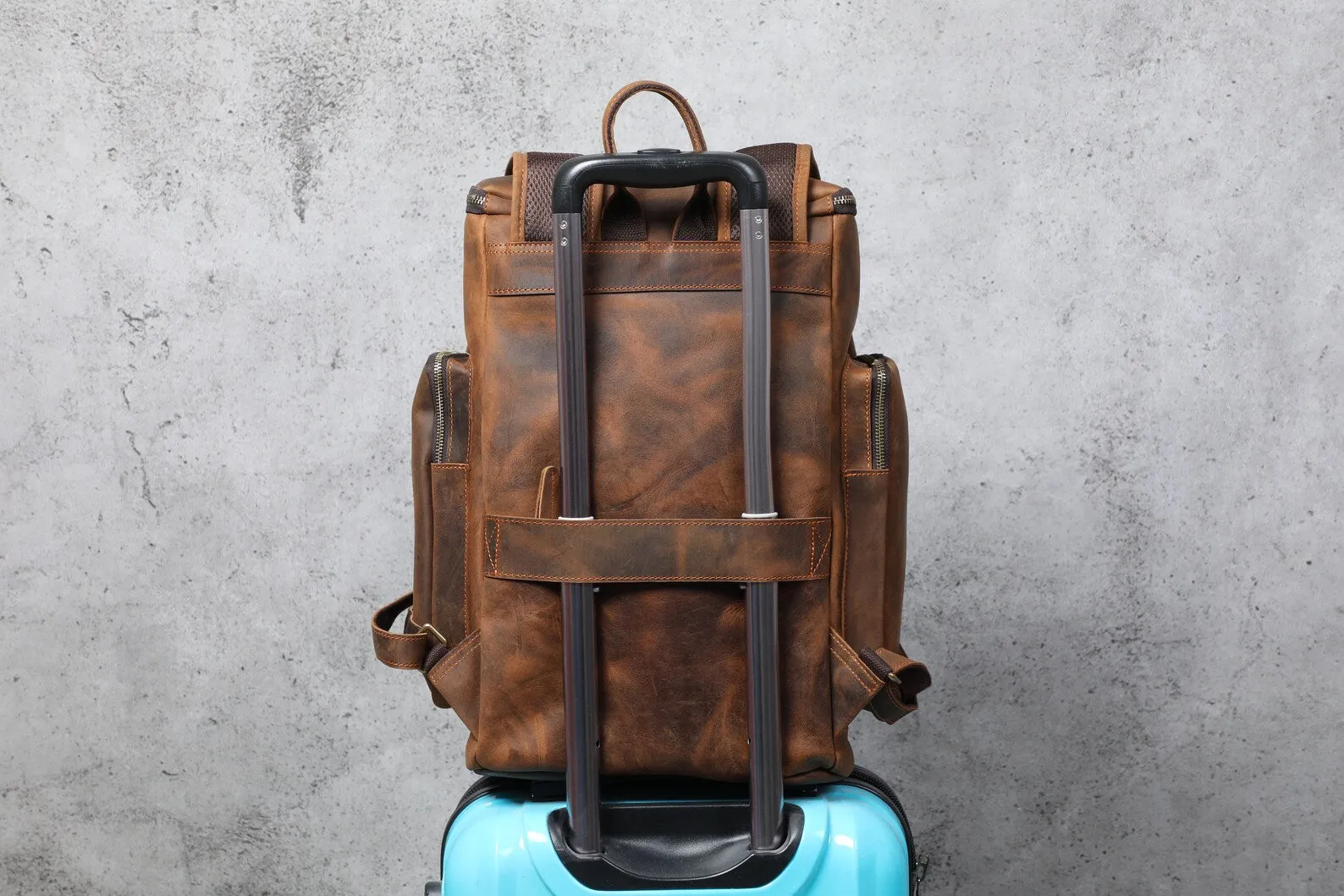 Leather Backpack Leather Travel Knapsack