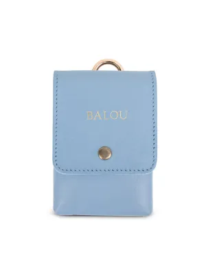 Leather Poop Bag Holder Blue