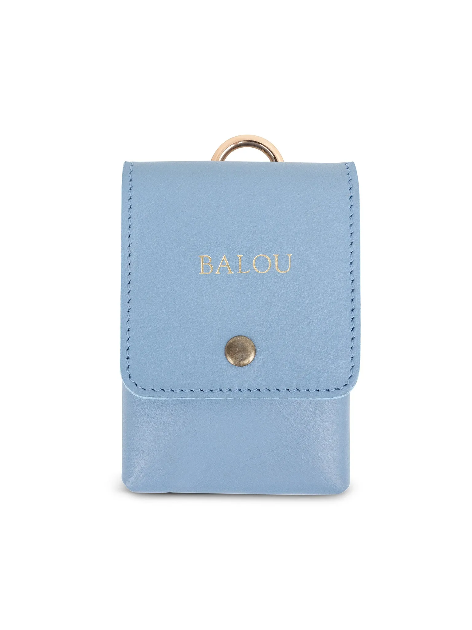 Leather Poop Bag Holder Blue