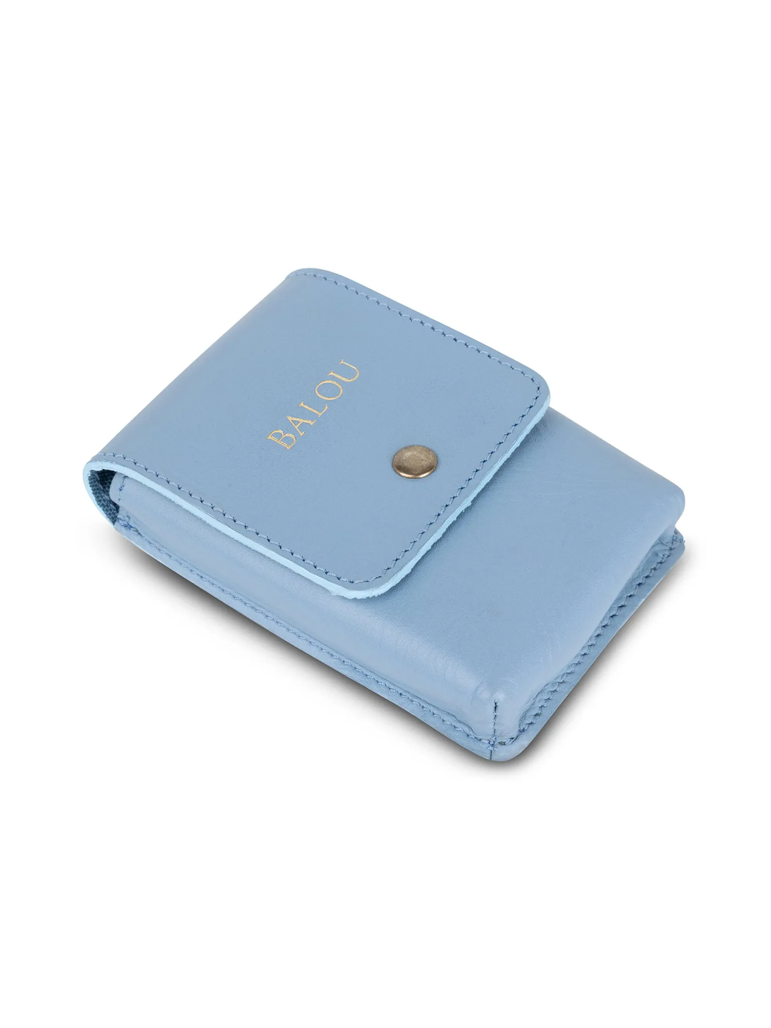 Leather Poop Bag Holder Blue