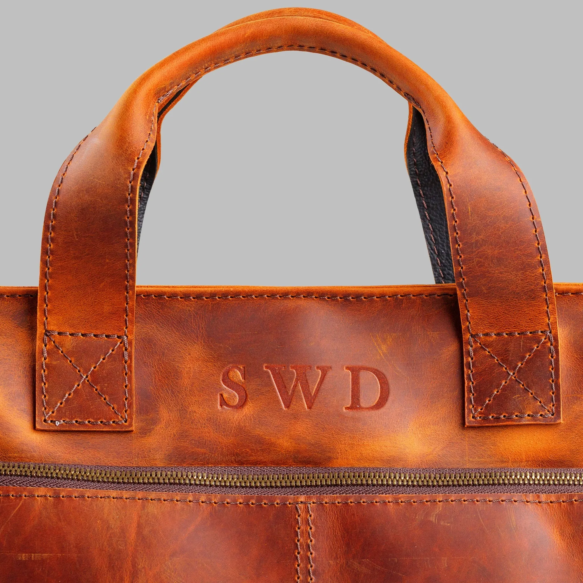 Leather tote laptop bag