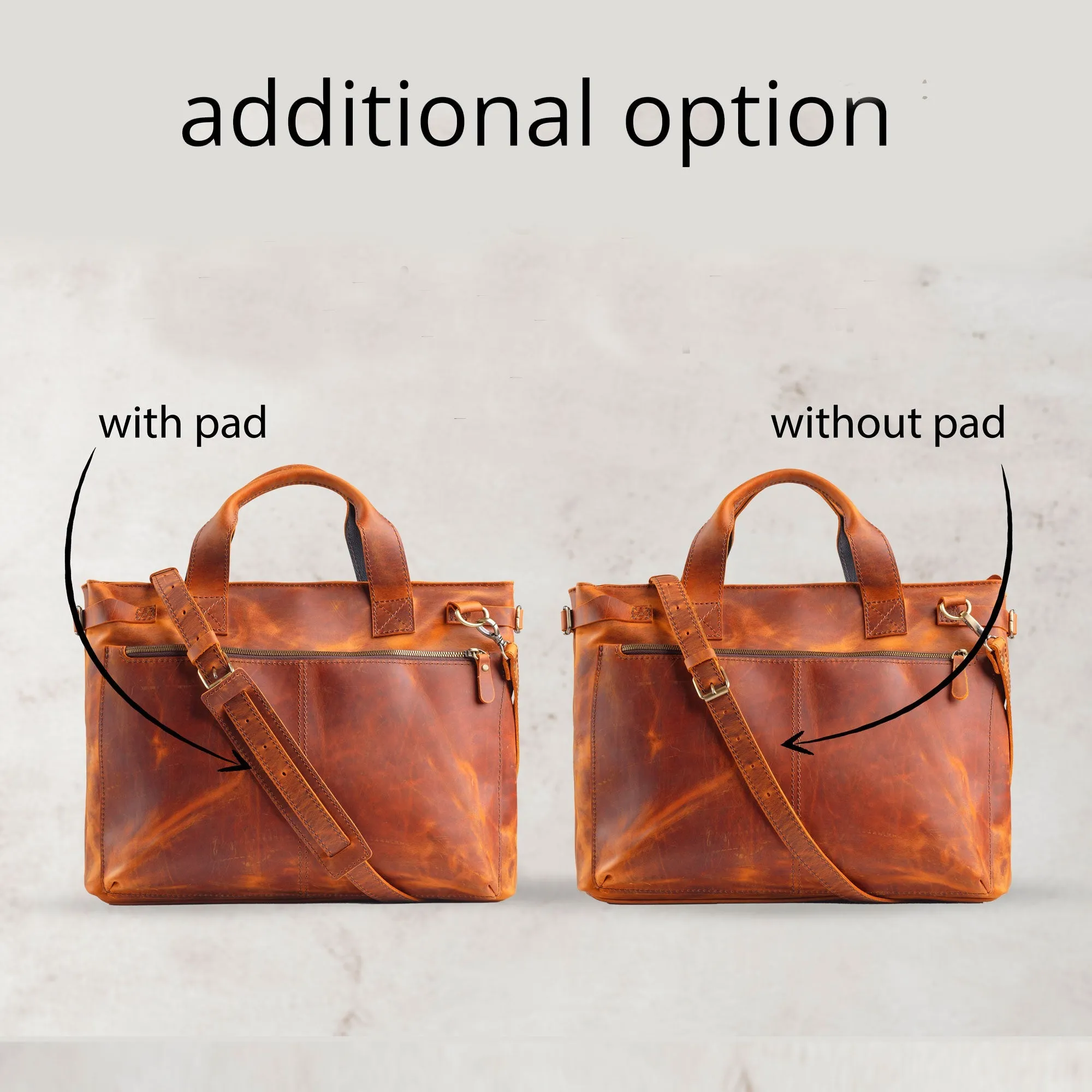 Leather tote laptop bag