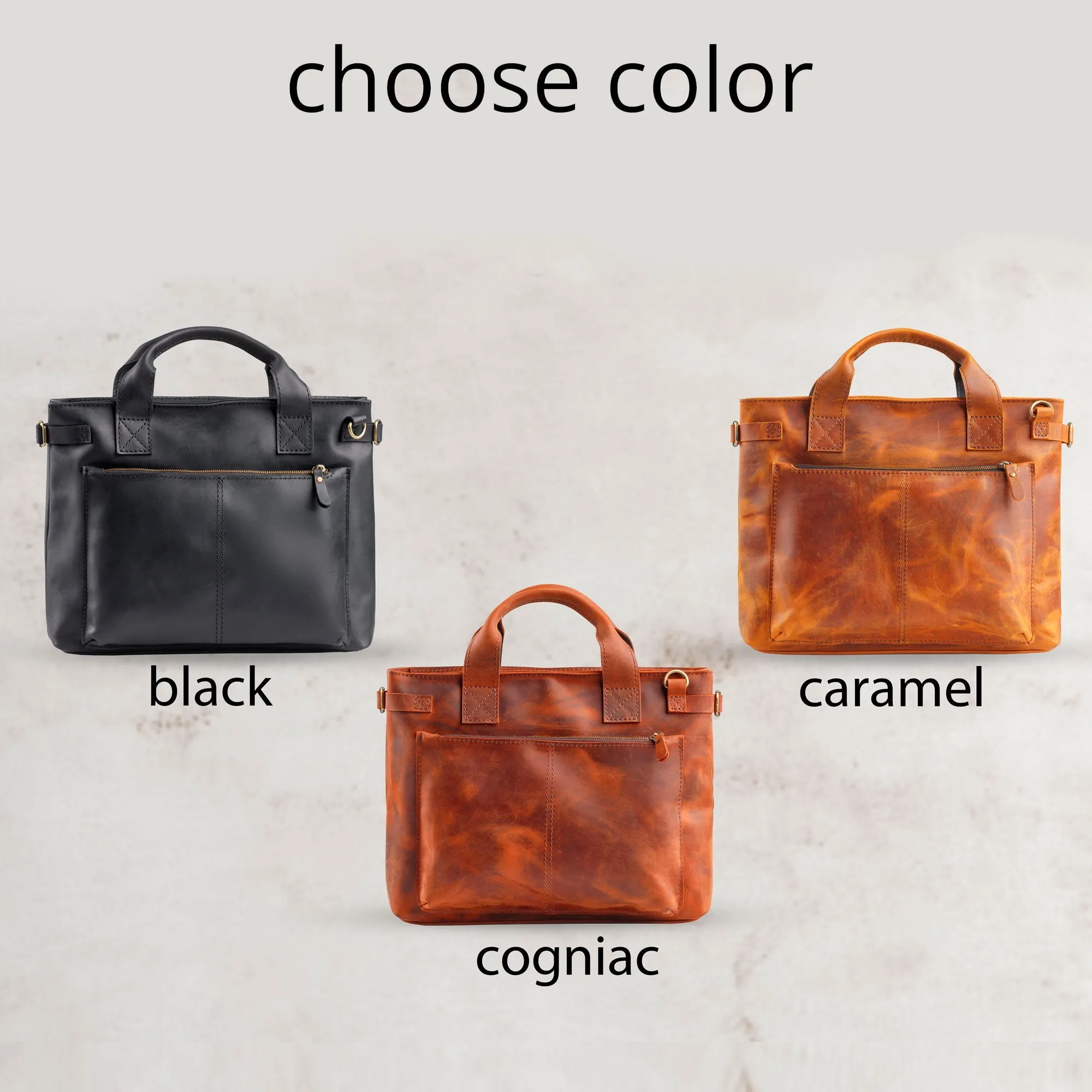 Leather tote laptop bag