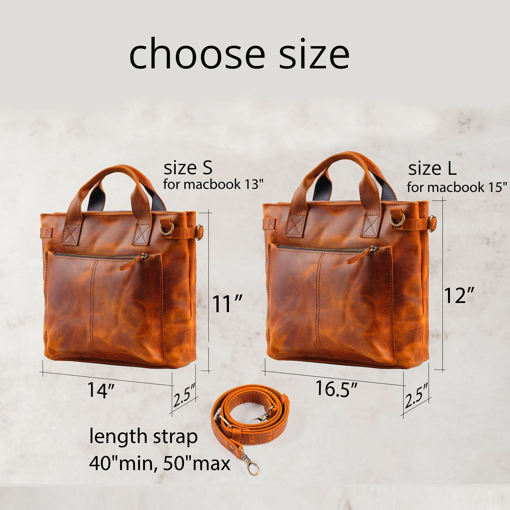 Leather tote laptop bag