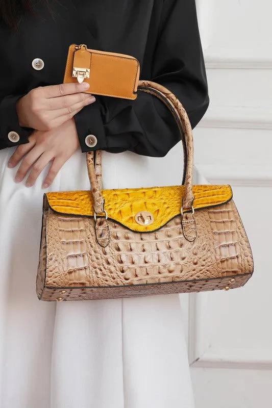 Liviana Croc-Embossed Shoulder Bag by Mia K