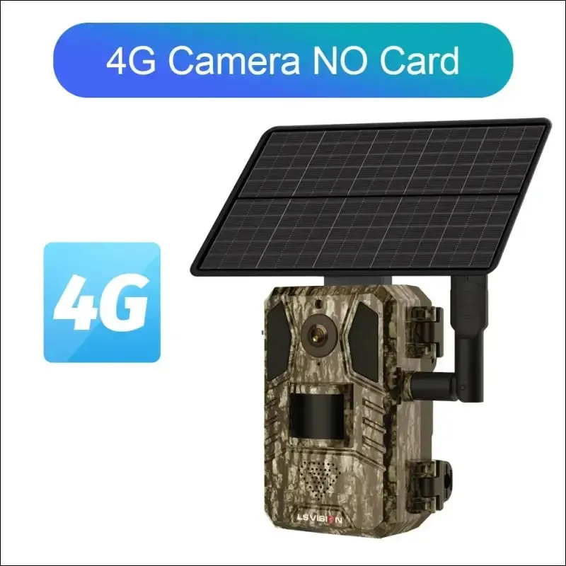 Ls vision solar hunting trail camera 14mp 4g sim card ip66 waterproof 20m pir motion detection