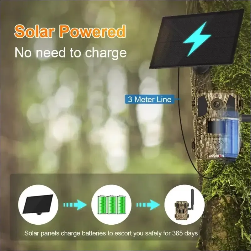Ls vision solar hunting trail camera 14mp 4g sim card ip66 waterproof 20m pir motion detection